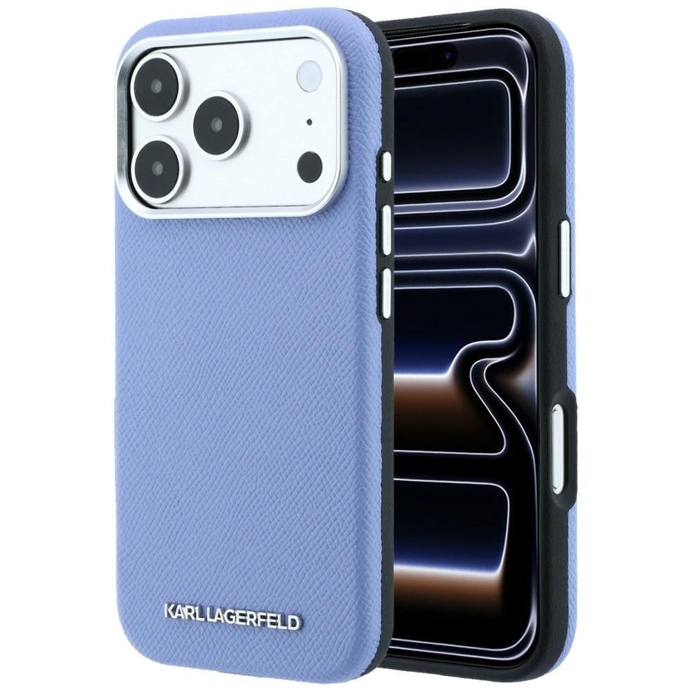 Handyhülle Karl Lagerfeld Grained Elongated Logo für iPhone 18 Pro Max / 17 Pro Max mit MagSafe, Blau