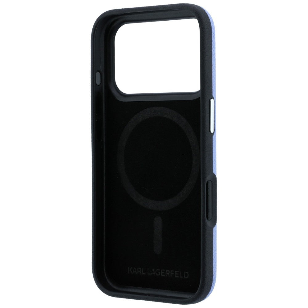 Handyhülle Karl Lagerfeld Grained Elongated Logo für iPhone 18 Pro Max / 17 Pro Max mit MagSafe, Blau