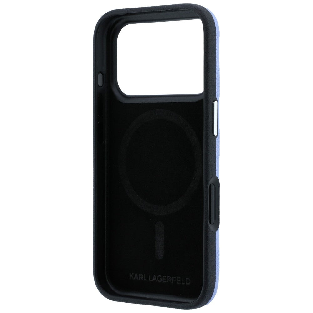 Handyhülle für iPhone 18 Pro / 17 Pro Karl Lagerfeld Grained Mono Resin Logo mit MagSafe, Blau