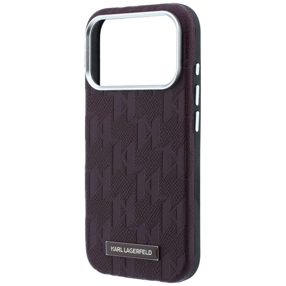 Handyhülle für iPhone 18 Pro / 17 Pro, Karl Lagerfeld Grained Mono Resin Logo mit MagSafe, Burgunderrot