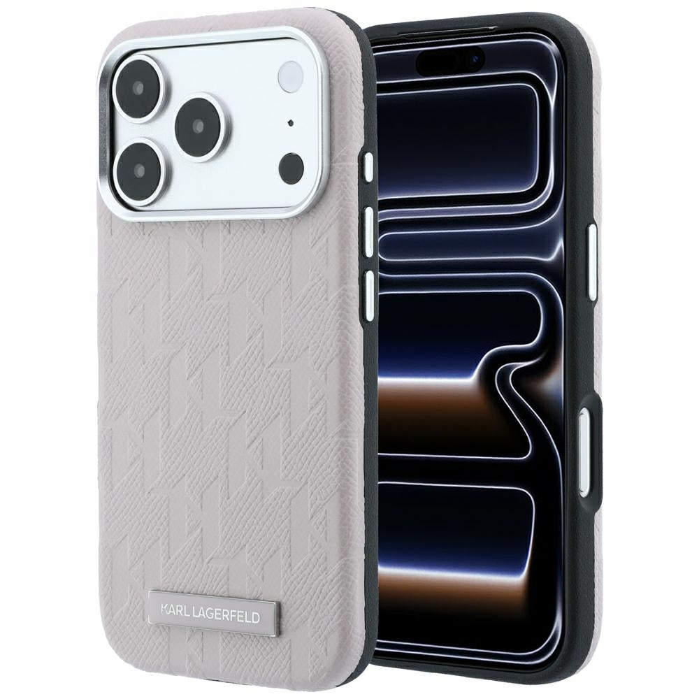 Handyhülle für iPhone 18 Pro / 17 Pro Karl Lagerfeld Grained Mono Resin Logo mit MagSafe, Rosa