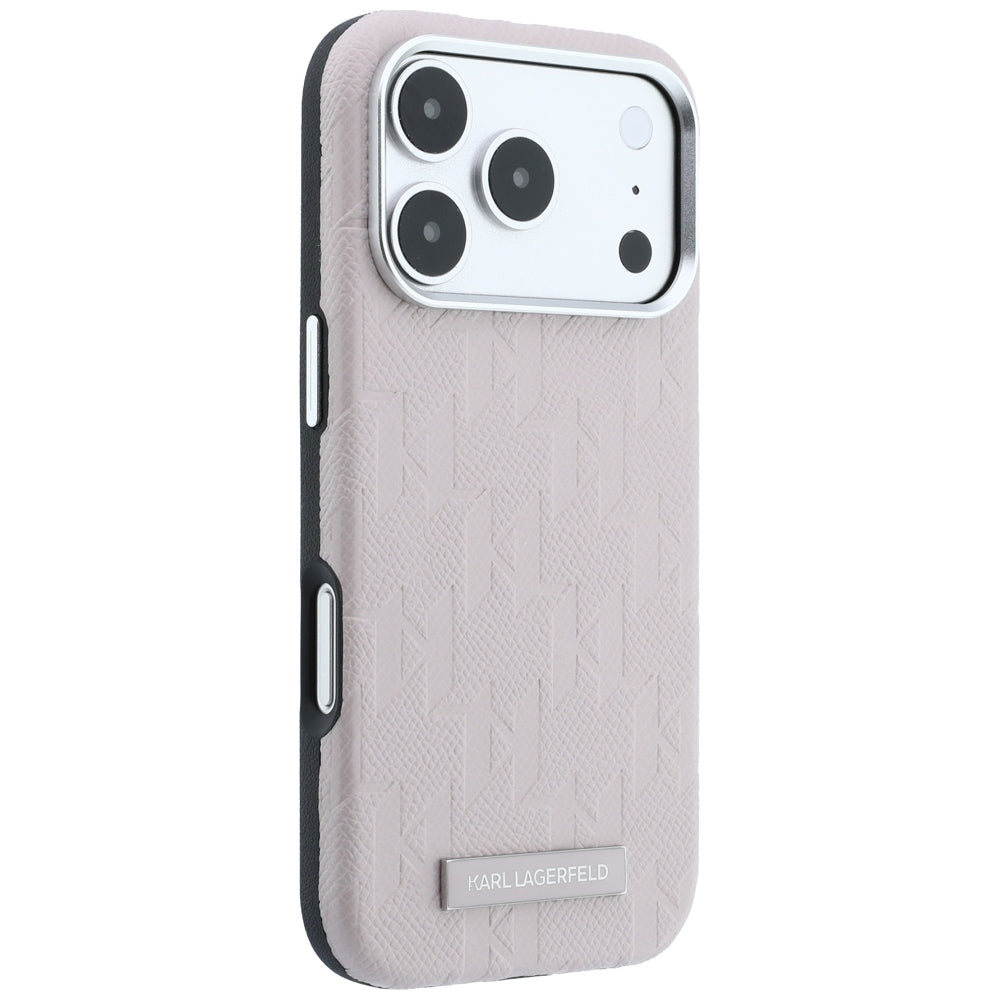 Handyhülle für iPhone 18 Pro / 17 Pro Karl Lagerfeld Grained Mono Resin Logo mit MagSafe, Rosa