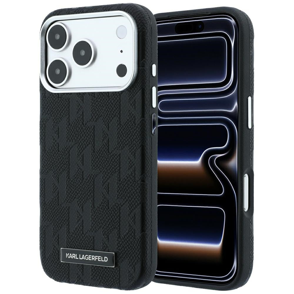 Handyhülle für iPhone 18 Pro Max / 17 Pro Max, Karl Lagerfeld Grained Mono Resin Logo mit MagSafe, Schwarz