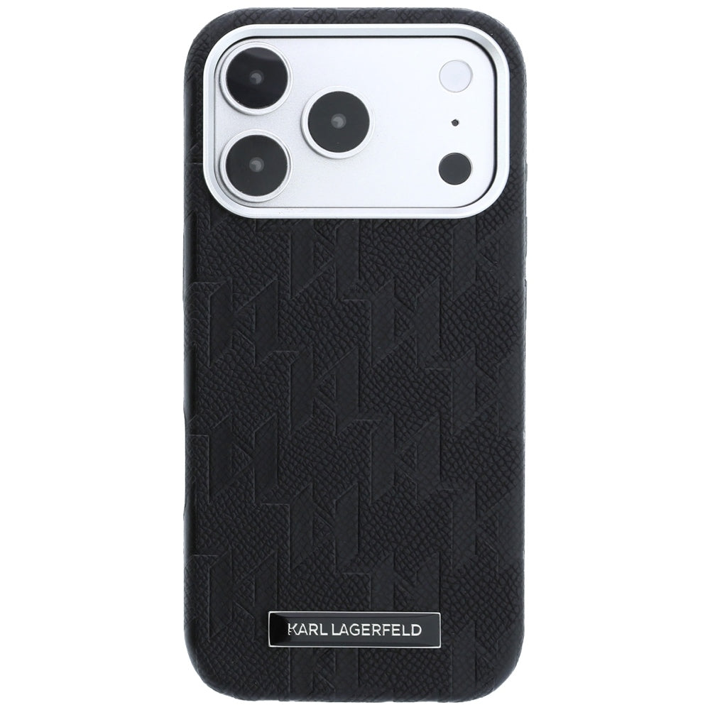 Handyhülle für iPhone 18 Pro Max / 17 Pro Max, Karl Lagerfeld Grained Mono Resin Logo mit MagSafe, Schwarz