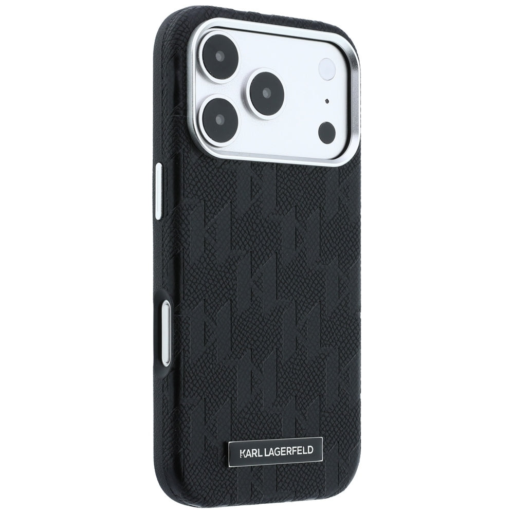 Handyhülle für iPhone 18 Pro Max / 17 Pro Max, Karl Lagerfeld Grained Mono Resin Logo mit MagSafe, Schwarz