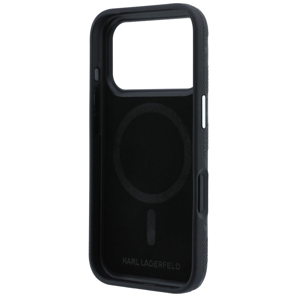 Handyhülle für iPhone 18 Pro Max / 17 Pro Max, Karl Lagerfeld Grained Mono Resin Logo mit MagSafe, Schwarz
