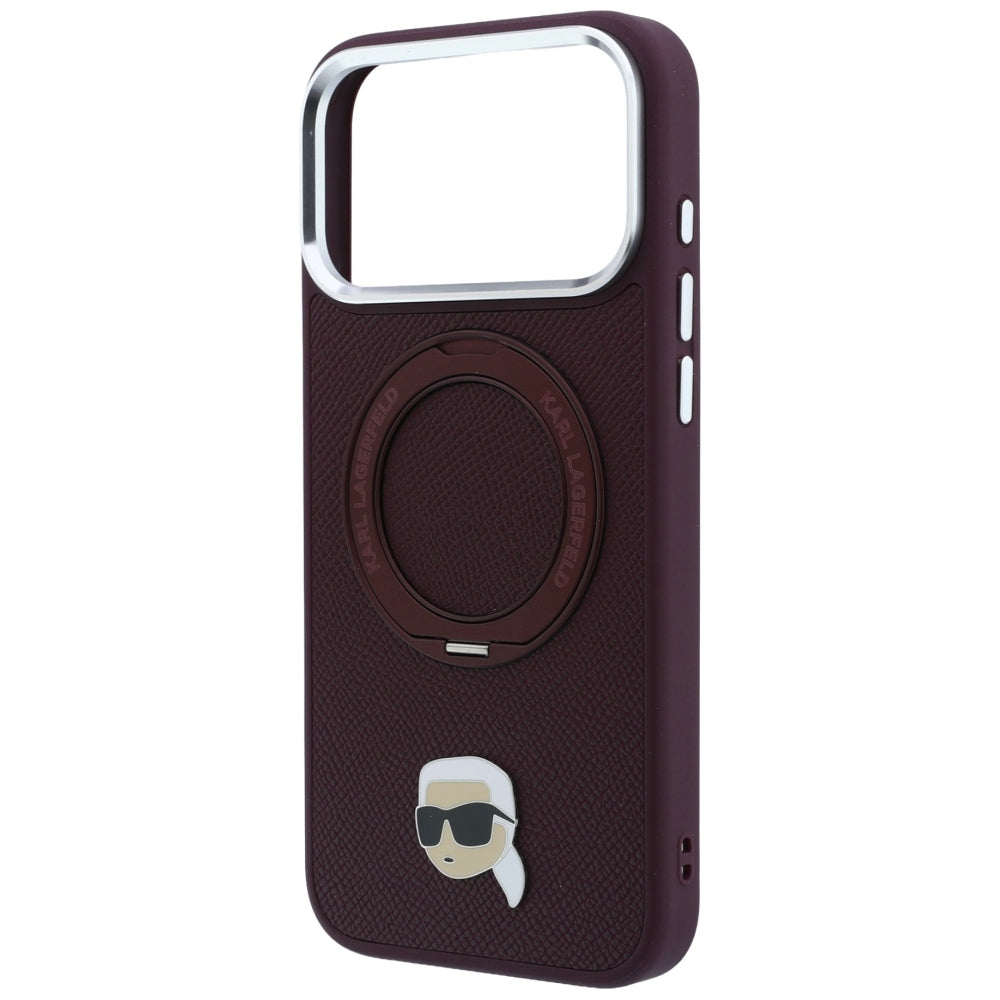 Karl Lagerfeld Handyhülle Ring Stand 360 Karl Head Pin do MagSafe für iPhone 18 Pro Max / 17 Pro Max, Burgundy (6/8)