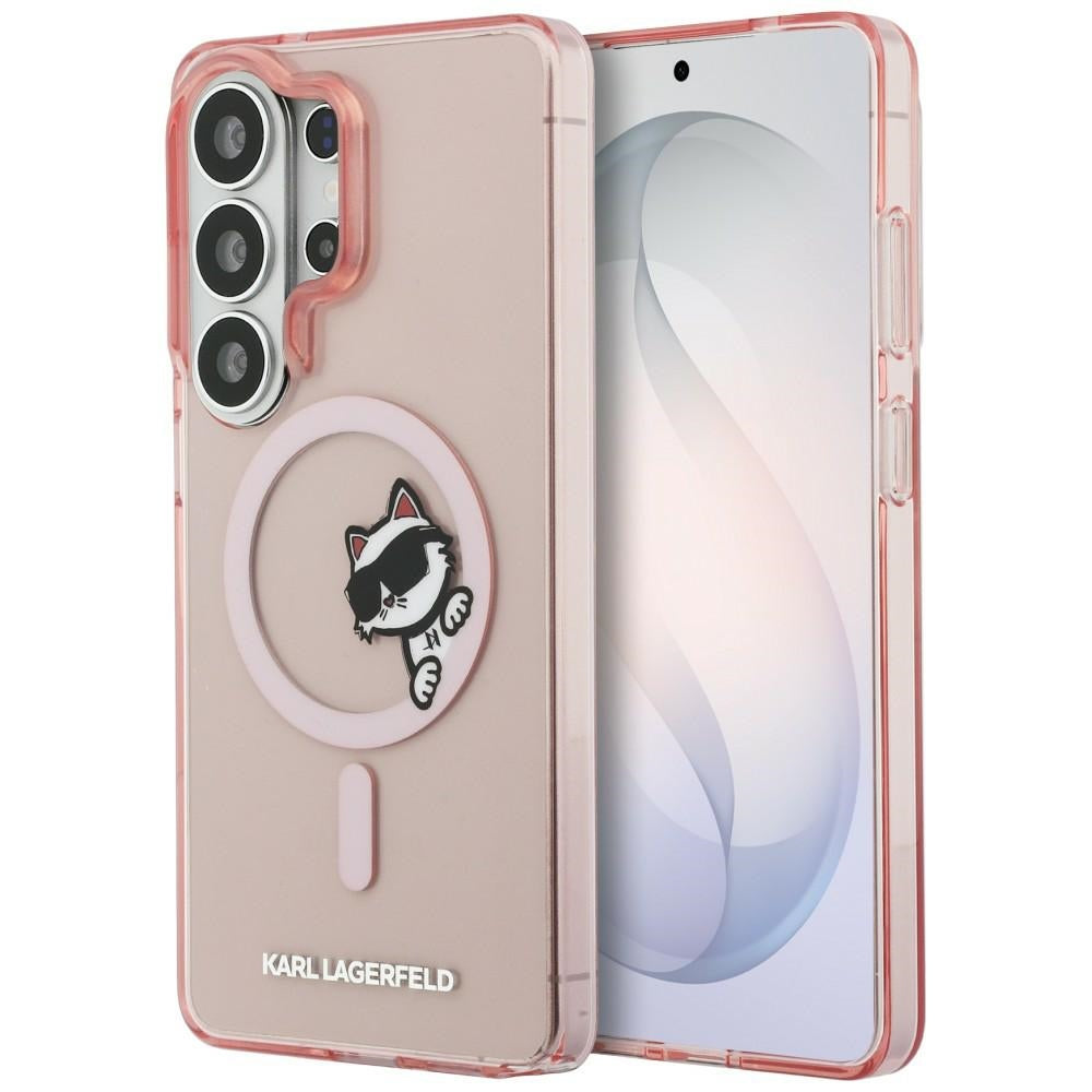 Handyhülle für Galaxy S26 Ultra,  Karl Lagerfeld IML Print MagSafe, Transparent pink mit Choupette