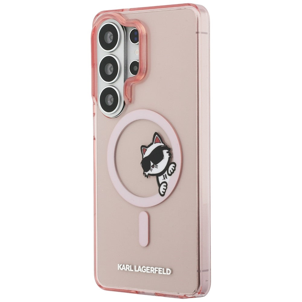 Handyhülle für Galaxy S26 Ultra,  Karl Lagerfeld IML Print MagSafe, Transparent pink mit Choupette