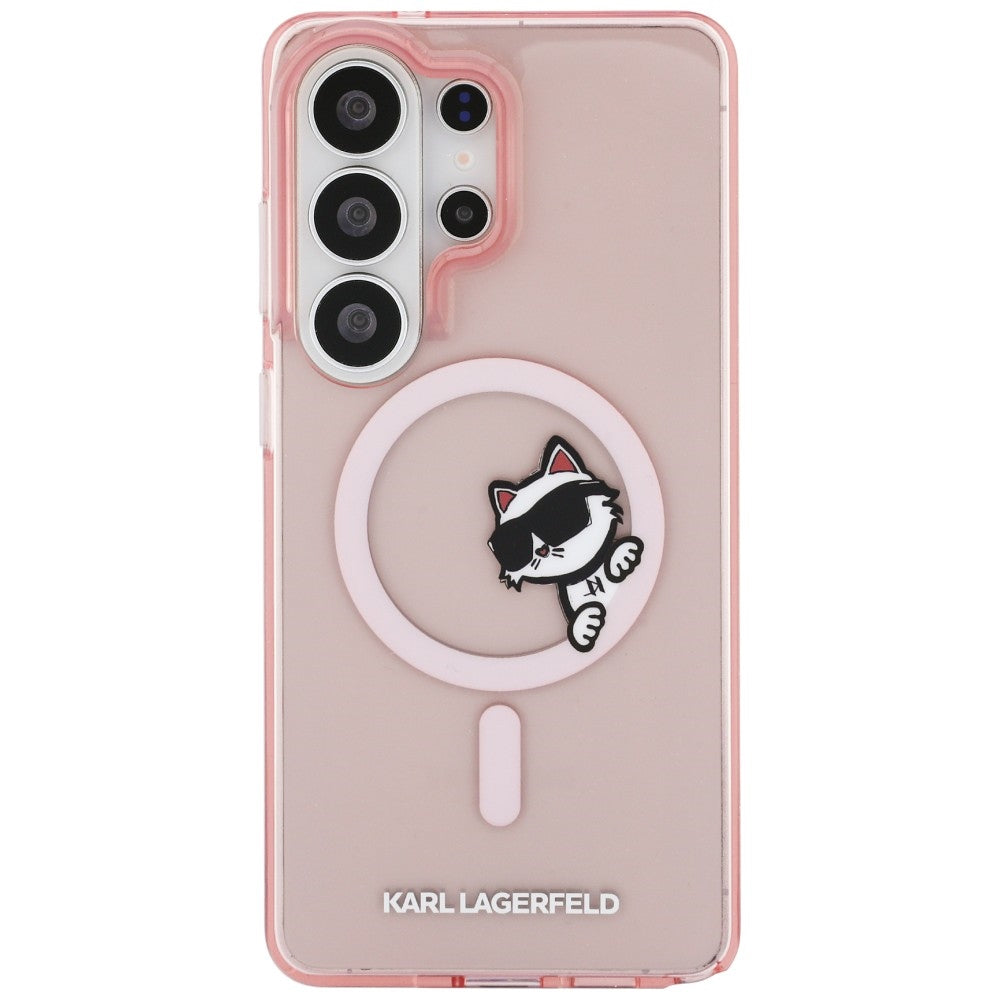 Handyhülle für Galaxy S26 Ultra,  Karl Lagerfeld IML Print MagSafe, Transparent pink mit Choupette