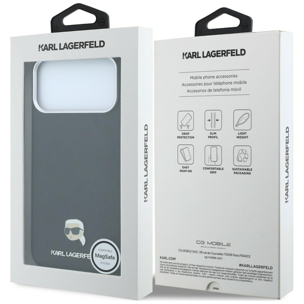 Karl Lagerfeld Handyhülle Grained Karl Head Metal für iPhone 18 Pro Max / 17 Pro Max Schwarz (8/8)
