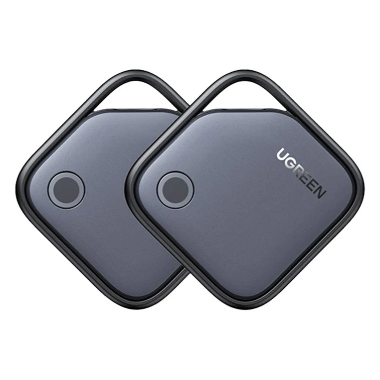 Tracker mit Apple Find My und Android Find Hub, Ugreen Finder Pro CM916, Bluetooth, USB-C, 2 Stück, Grau