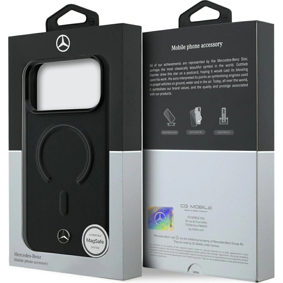 Handyhülle für iPhone 18 Pro Max / 17 Pro Max, Mercedes-Benz Leather 3D MagSafe, Schwarz (8/8)