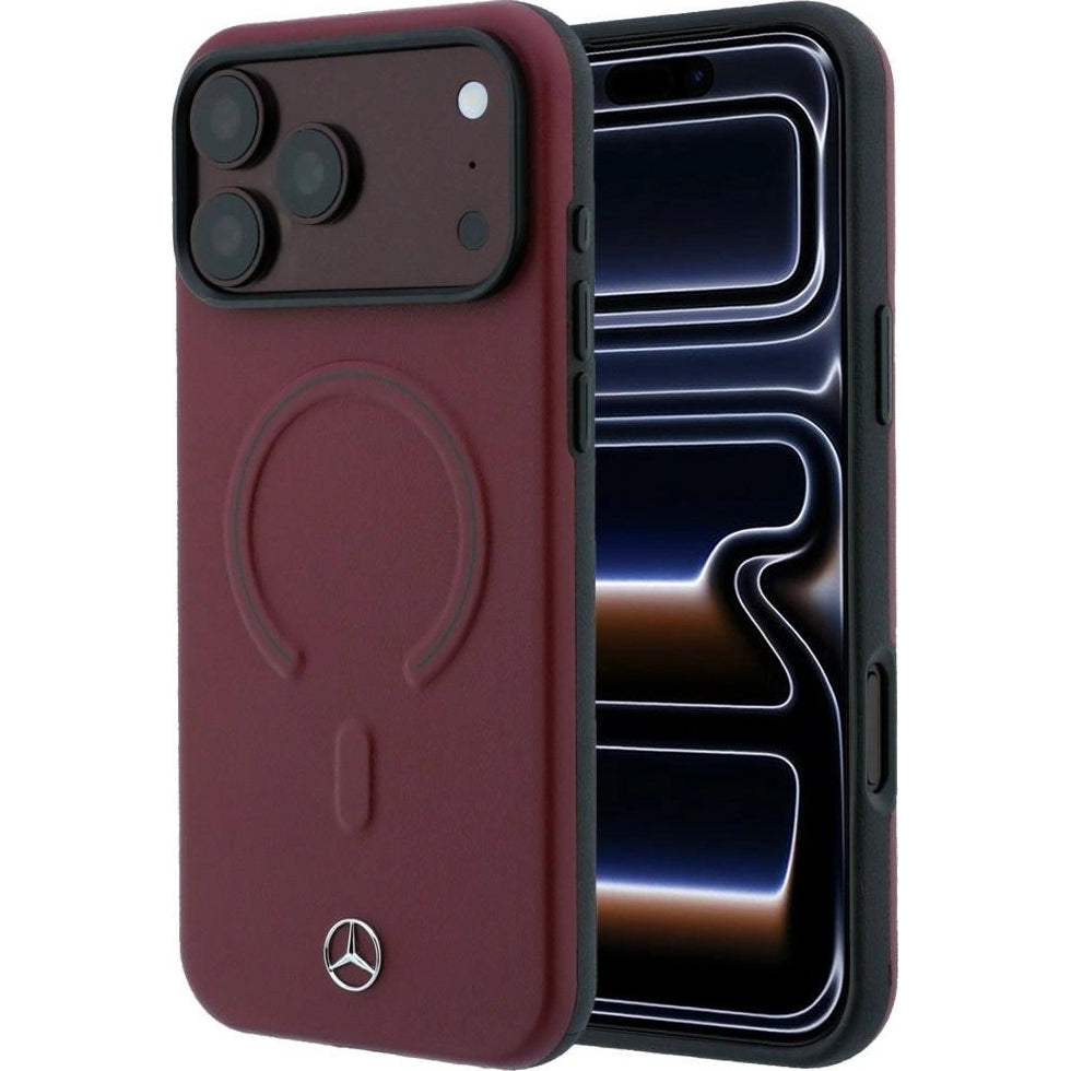 Handyhülle für iPhone 18 Pro Max / 17 Pro Max, Mercedes-Benz Leather 3D MagSafe, Dunkelrot (1/8)