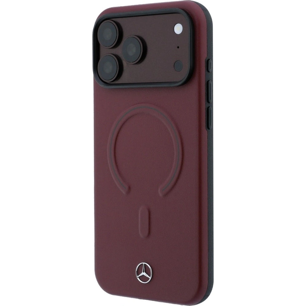 Handyhülle für iPhone 18 Pro / 17 Pro, Mercedes-Benz Leather 3D MagSafe, Dunkelrot (2/8)