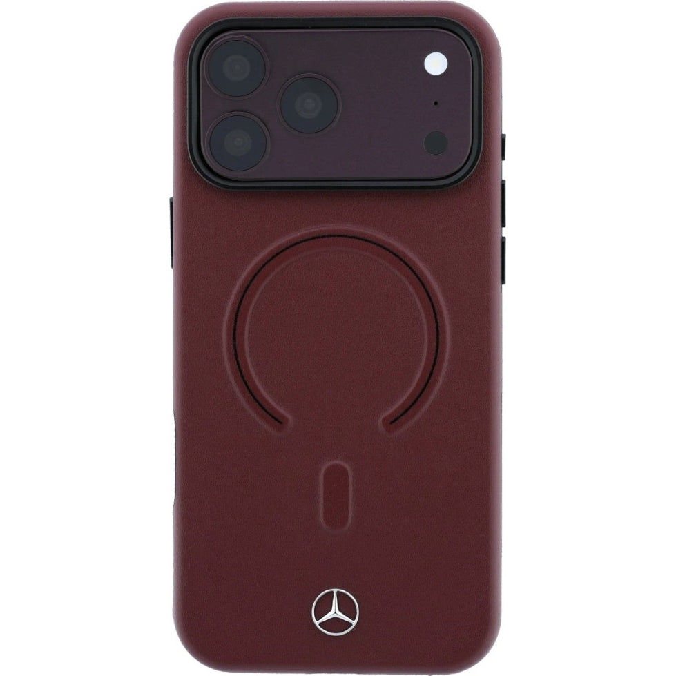 Handyhülle für iPhone 18 Pro / 17 Pro, Mercedes-Benz Leather 3D MagSafe, Dunkelrot (3/8)