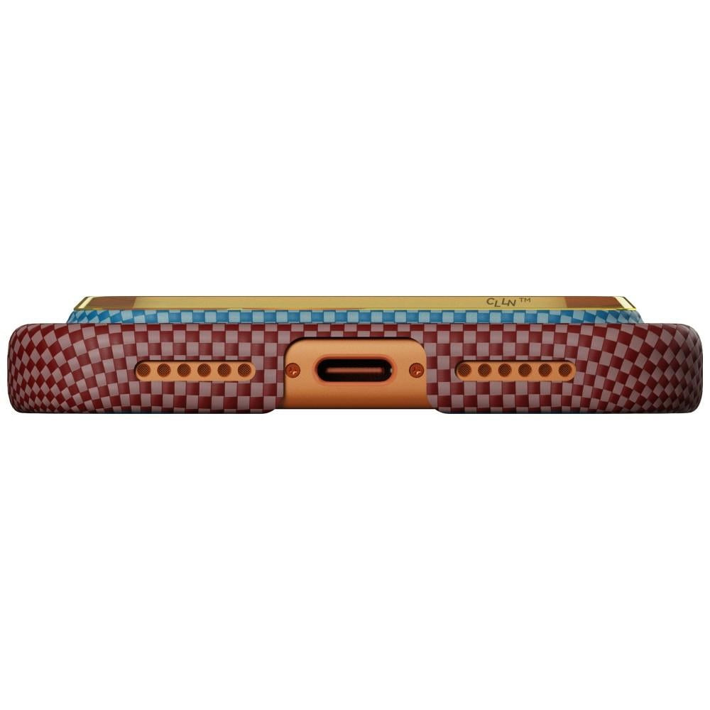 Aramid Handyhülle für iPhone 18 Pro Max / 17 Pro Max, PITAKA Edge Ultra-Slim Case PitaTap mit MagSafe, Orange und Blau mit Kevlar (6/6)