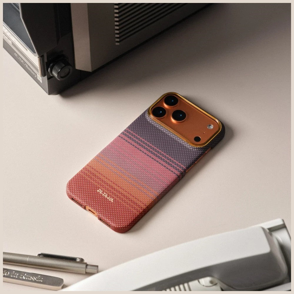 Aramid Handyhülle für iPhone 17 Pro, PITAKA Edge Ultra-Slim Case PitaTap mit MagSafe, Lila und Rosa mit Kevlar (5/6)
