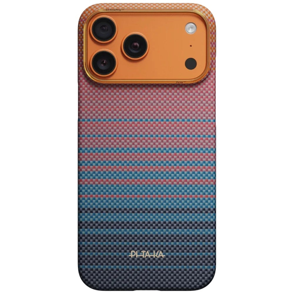 Aramid Handyhülle für iPhone 17 Pro Max, PITAKA Edge Ultra-Slim Case PitaTap mit MagSafe, Rosa und Blau mit Kevlar (2/6)