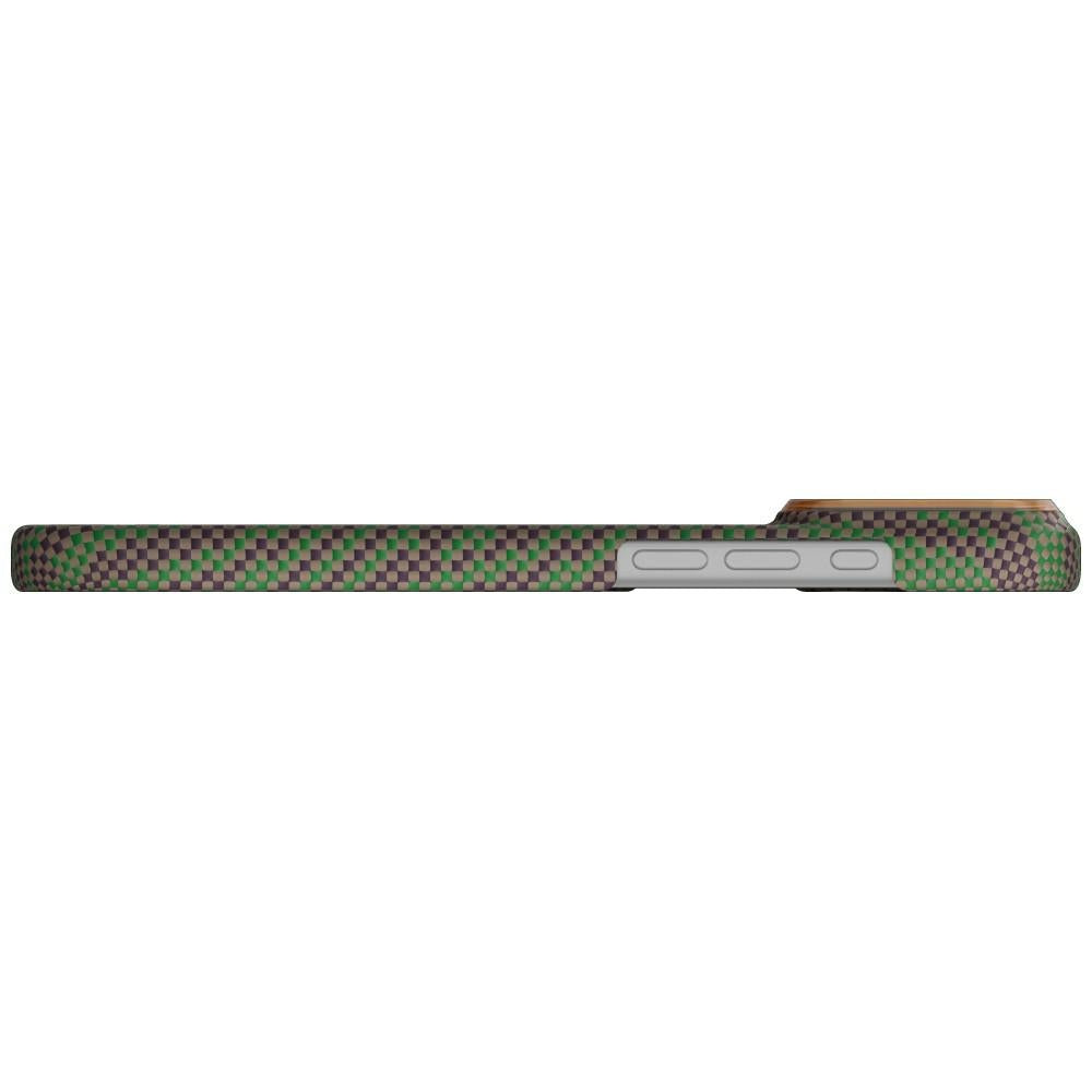 Aramid Handyhülle für iPhone 17 Pro Max, PITAKA Edge Ultra-Slim Case PitaTap mit MagSafe, Grün und Burgund mit muster (7/7)