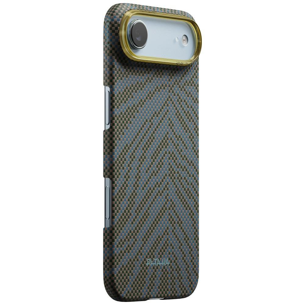 Aramid Handyhülle für iPhone Air, PITAKA Edge Case mit MagSafe, Braun und Grün mit Muster (1/7)