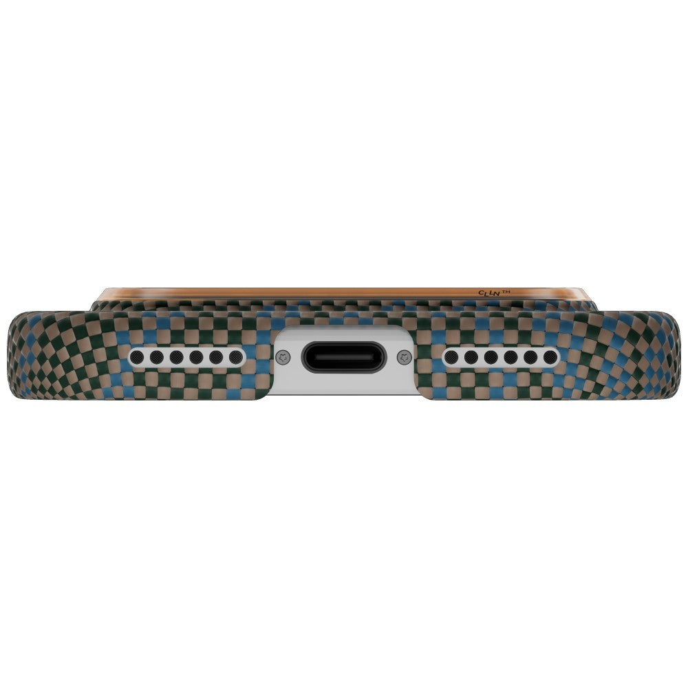 Aramid Handyhülle für iPhone 17 Pro Max, PITAKA Edge Ultra-Slim Case PitaTap mit MagSafe, Braun und Grün mit Muster (5/7)