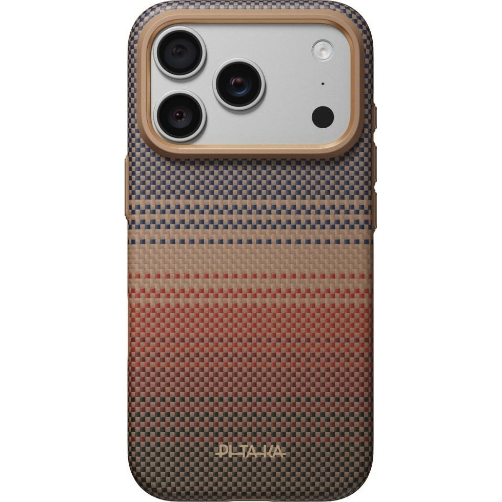 Aramid Handyhülle für iPhone 18 Pro / 17 Pro, PITAKA Ultra-Slim Case mit MagSafe, Braun und Schwarz mit Kevlar (1/11)