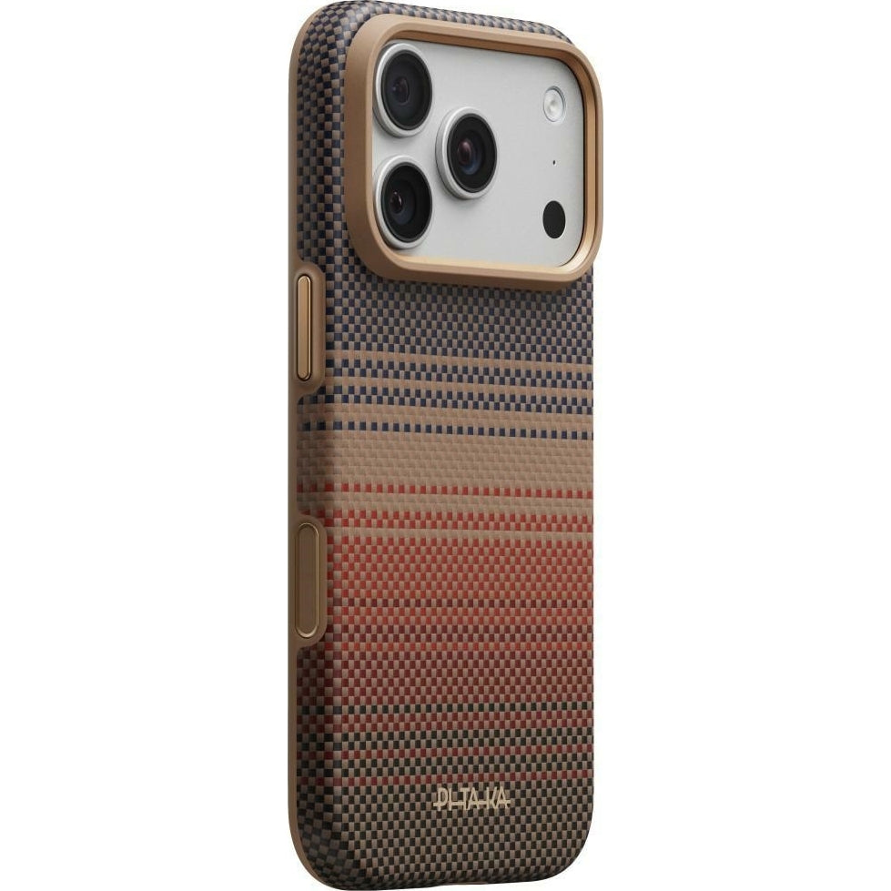Aramid Handyhülle für iPhone 18 Pro / 17 Pro, PITAKA Ultra-Slim Case mit MagSafe, Braun und Schwarz mit Kevlar (9/11)