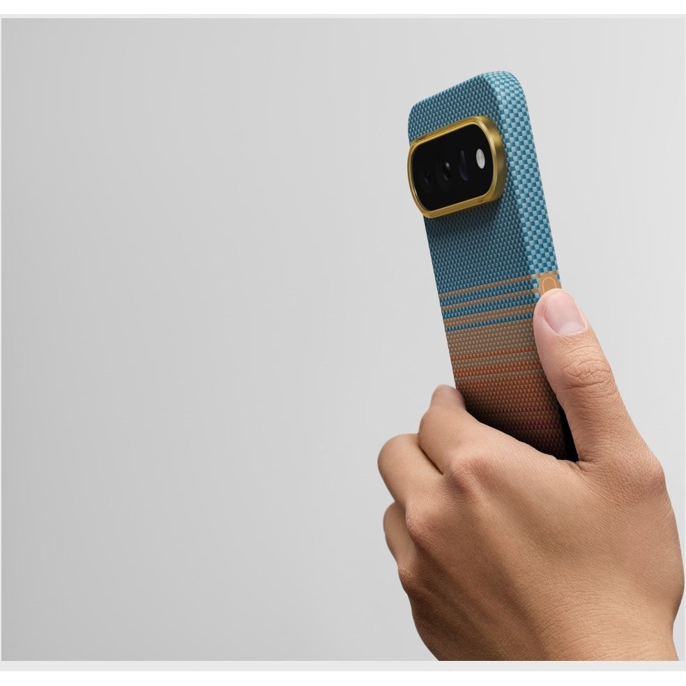 Aramid Handyhülle für Google Pixel 11, PITAKA Ultra-Slim Case mit MagSafe, Orange und Blau mit Kevlar (4/5)
