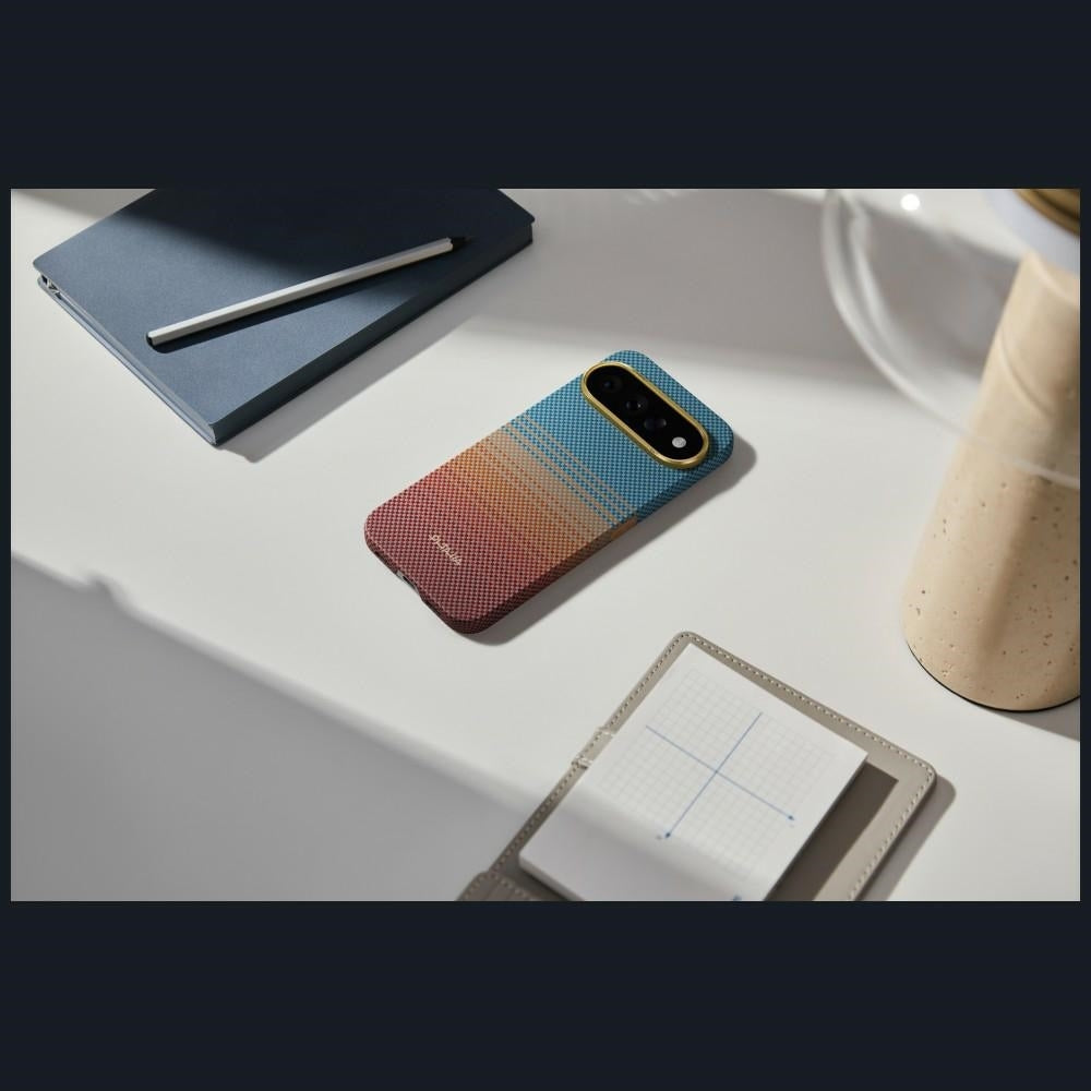 Aramid Handyhülle für Google Pixel 11, PITAKA Ultra-Slim Case mit MagSafe, Orange und Blau mit Kevlar (5/5)