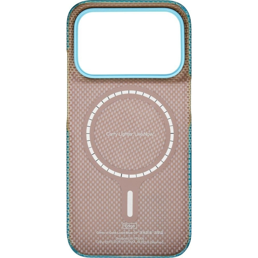 Aramid Handyhülle für iPhone 18 Pro / 17 Pro, PITAKA Ultra-Slim Case mit MagSafe, Blau und Grün mit Kevlar (12/12)