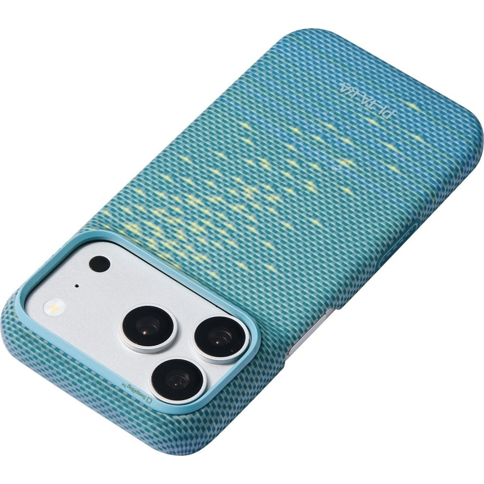 Aramid Handyhülle für iPhone 18 Pro Max / 17 Pro Max, PITAKA Ultra-Slim Case mit MagSafe, Blau und Grün mit Kevlar (10/12)