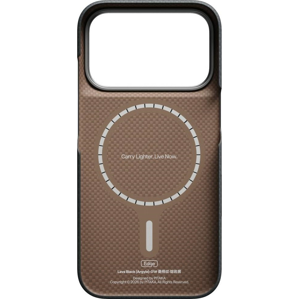 Aramid Handyhülle für iPhone 18 Pro / 17 Pro, PITAKA Edge Ultra-Slim Case PitaTap mit MagSafe, Schwarz und Grau mit Rautenmuster (3/9)