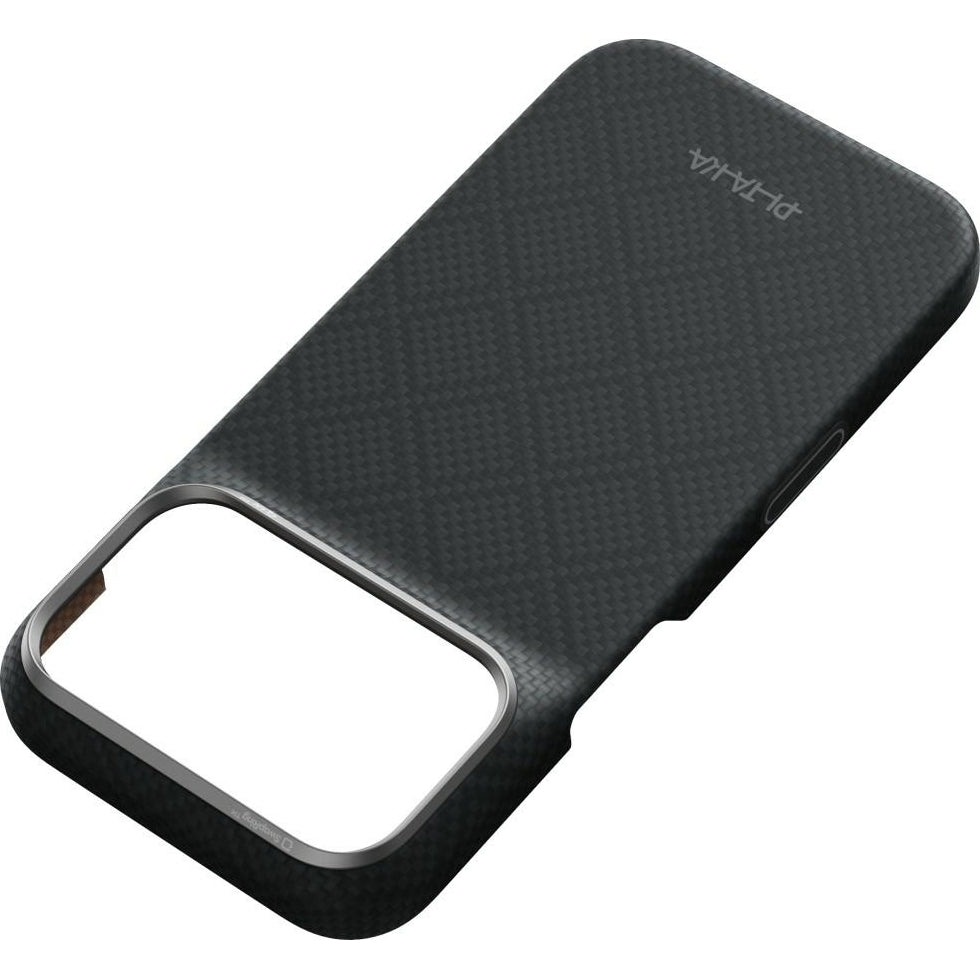 Aramid Handyhülle für iPhone 18 Pro / 17 Pro, PITAKA Edge Ultra-Slim Case PitaTap mit MagSafe, Schwarz und Grau mit Rautenmuster (7/9)