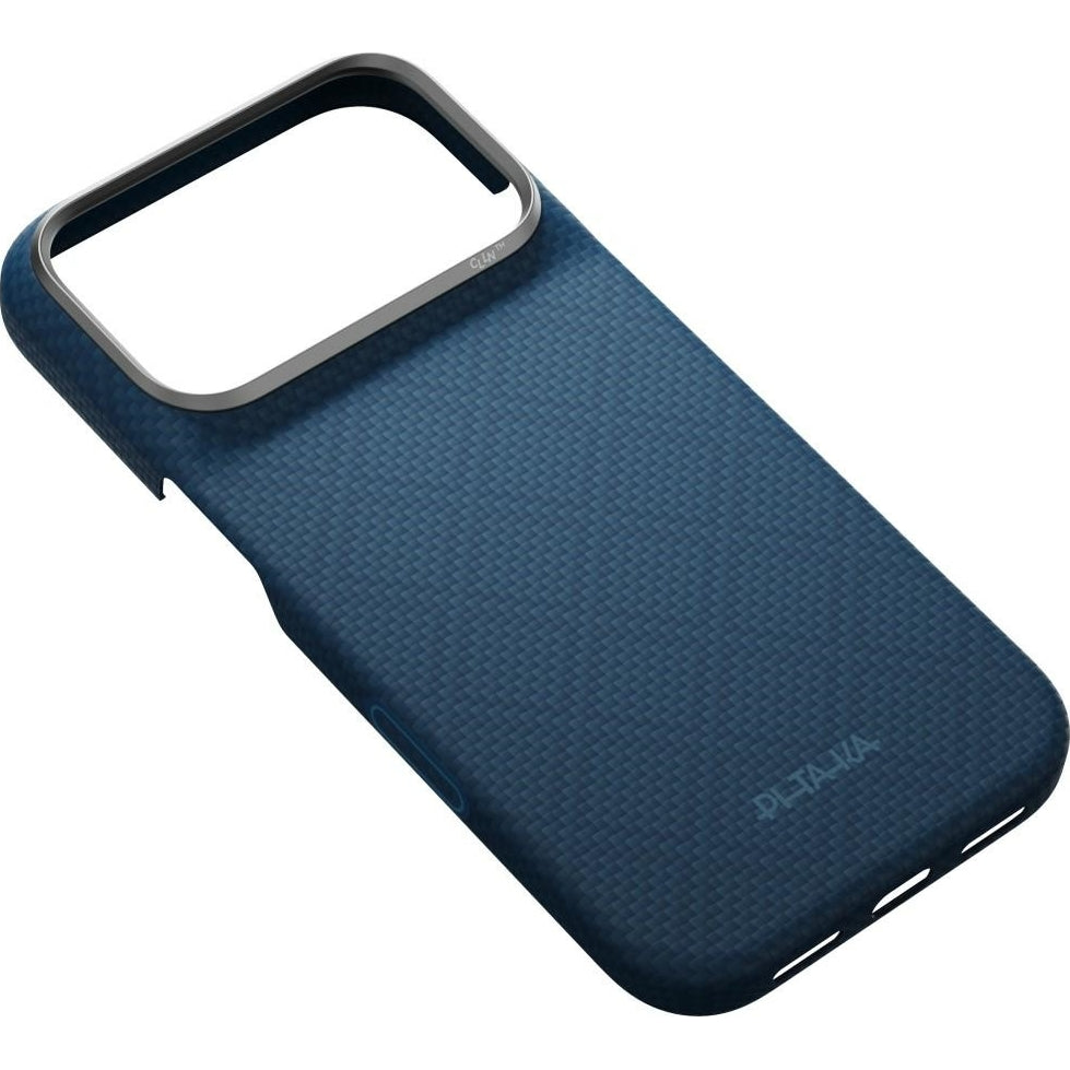 Aramid Handyhülle für iPhone 18 Pro Max / 17 Pro Max, PITAKA Edge Ultra-Slim Case PitaTap mit MagSafe, Blau mit Rautenmuster (3/9)