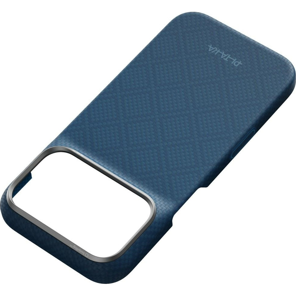 Aramid Handyhülle für iPhone 18 Pro / 17 Pro, PITAKA Edge Ultra-Slim Case PitaTap mit MagSafe, Blau mit Monogramm (5/9)