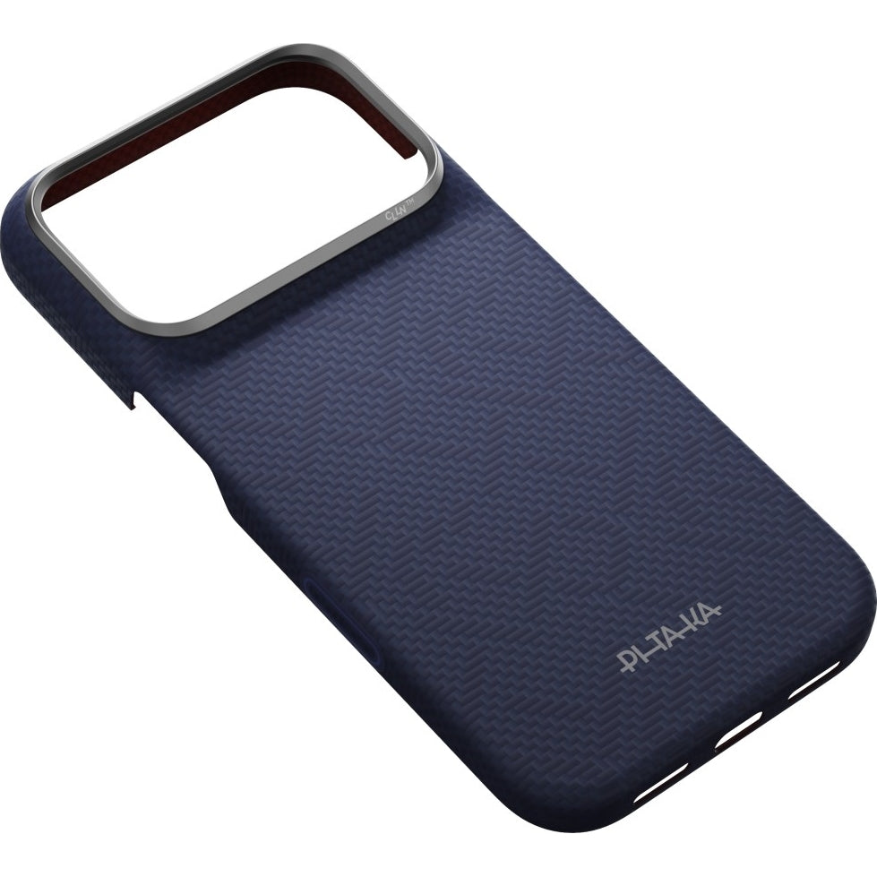 Aramid Handyhülle für iPhone 18 Pro Max / 17 Pro Max, PITAKA Edge Ultra-Slim Case PitaTap mit MagSafe, Blau mit Monogramm (2/9)