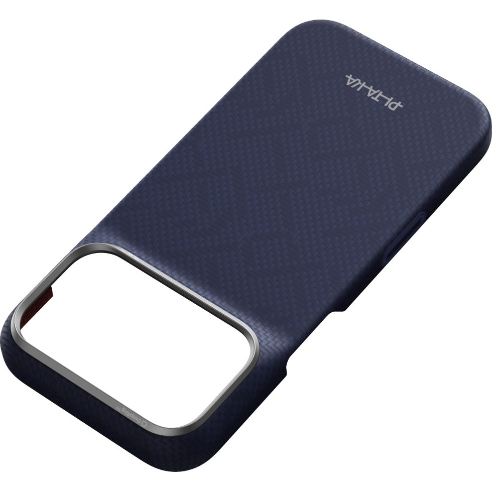 Aramid Handyhülle für iPhone 18 Pro Max / 17 Pro Max, PITAKA Edge Ultra-Slim Case PitaTap mit MagSafe, Blau mit Monogramm (3/9)