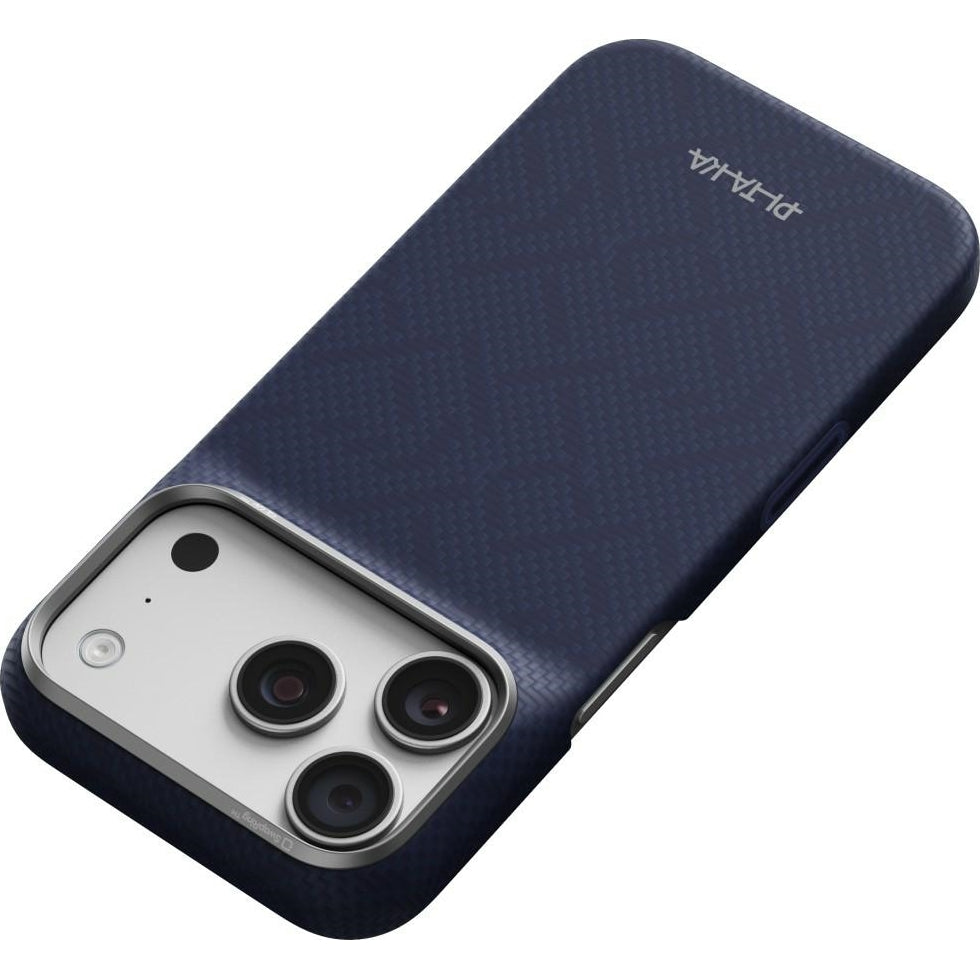 Aramid Handyhülle für iPhone 18 Pro / 17 Pro, PITAKA Edge Ultra-Slim Case PitaTap mit MagSafe, Blau mit Monogramm (8/9)