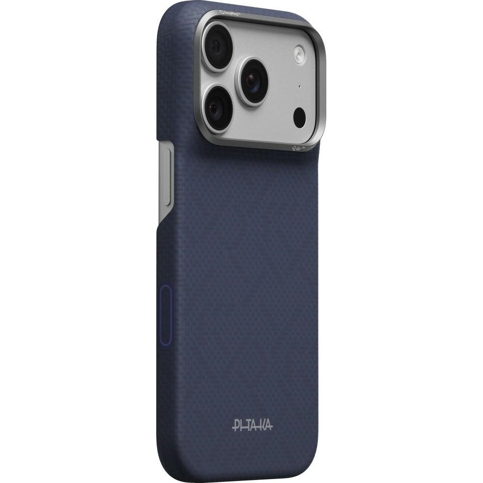 Aramid Handyhülle für iPhone 18 Pro / 17 Pro, PITAKA Edge Ultra-Slim Case PitaTap mit MagSafe, Blau mit Monogramm (9/9)