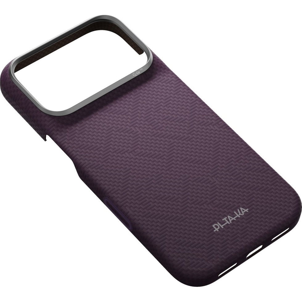 Aramid Handyhülle für iPhone 18 Pro / 17 Pro, PITAKA Edge Ultra-Slim Case PitaTap mit MagSafe, Violett mit Monogramm (2/7)