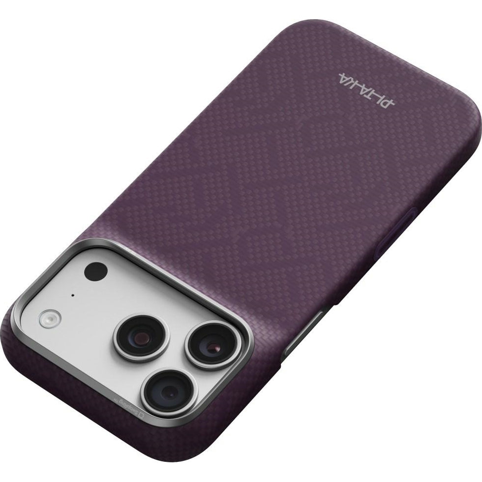 Aramid Handyhülle für iPhone 18 Pro / 17 Pro, PITAKA Edge Ultra-Slim Case PitaTap mit MagSafe, Violett mit Monogramm (6/7)