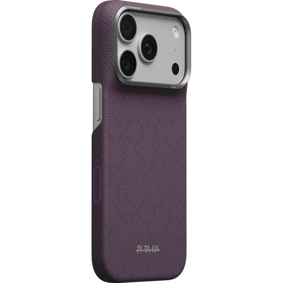 Aramid Handyhülle für iPhone 18 Pro / 17 Pro, PITAKA Edge Ultra-Slim Case PitaTap mit MagSafe, Violett mit Monogramm (7/7)