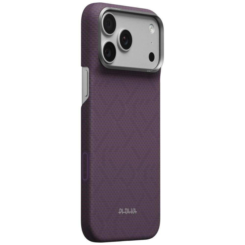 Aramid Handyhülle für iPhone 18 Pro Max / 17 Pro Max, PITAKA Edge Ultra-Slim Case PitaTap mit MagSafe, Violett mit Monogramm (6/7)