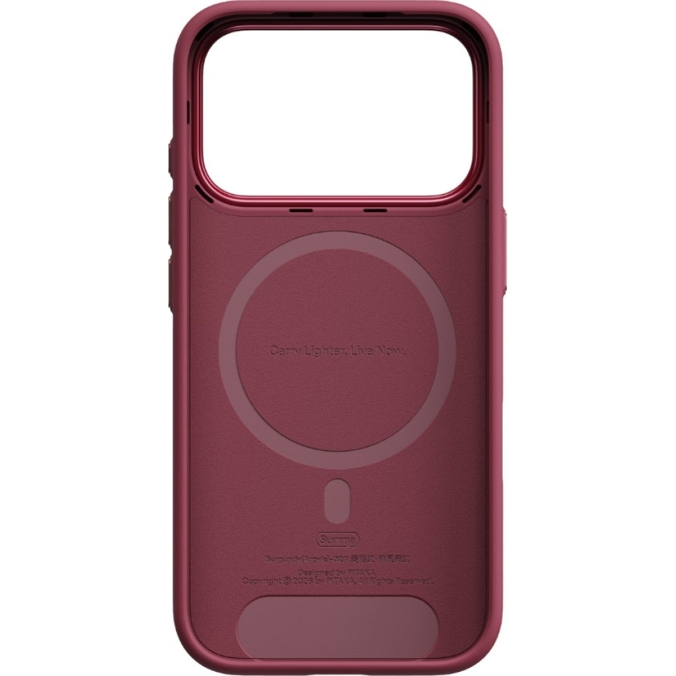Aramid Handyhülle für iPhone 18 Pro / 17 Pro, PITAKA Ultra-Slim Case mit MagSafe, Burgunderrot mit Rautenmuster (4/9)