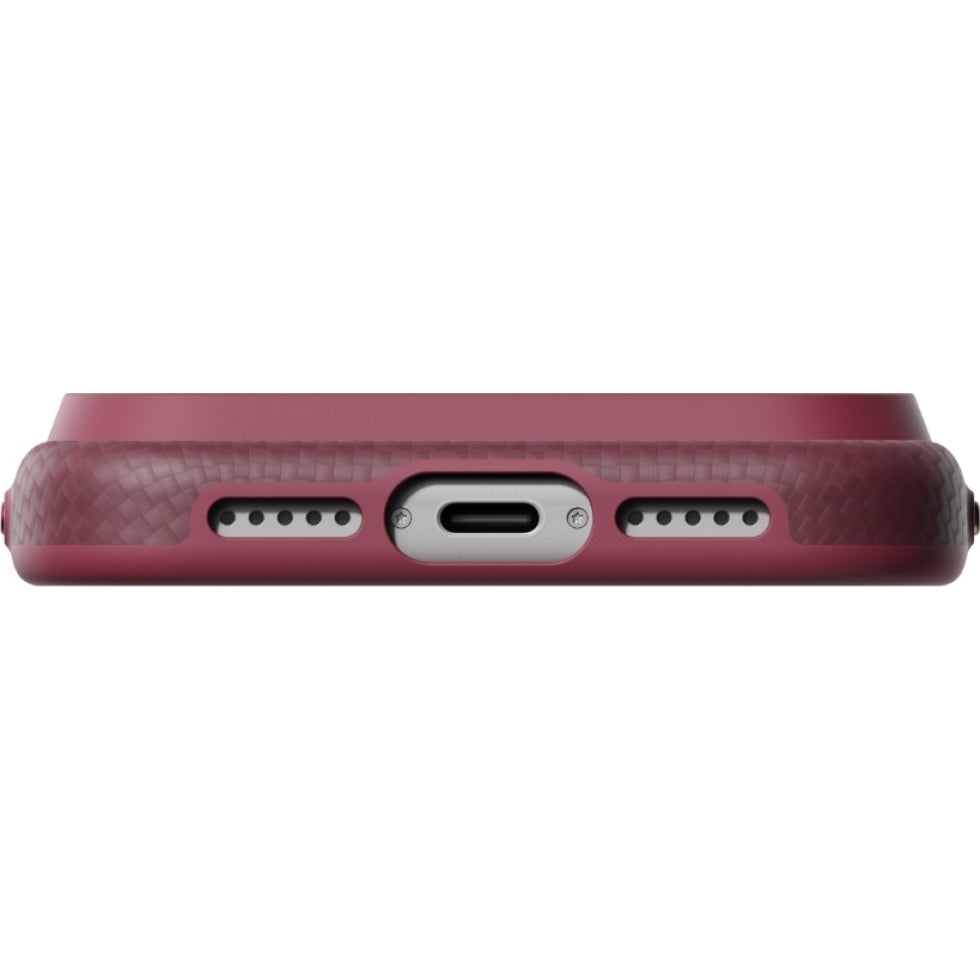 Aramid Handyhülle für iPhone 18 Pro / 17 Pro, PITAKA Ultra-Slim Case mit MagSafe, Burgunderrot mit Rautenmuster (7/9)
