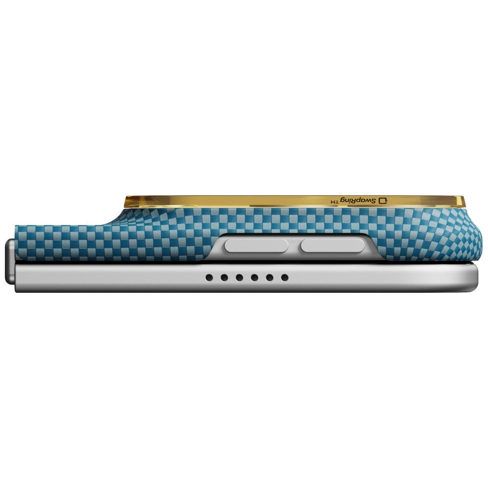 Aramid Handyhülle für iPhone Duo, PITAKA Edge Ultra-Slim Case PitaTap mit MagSafe, Orange und Blau mit Kevlar (11/14)