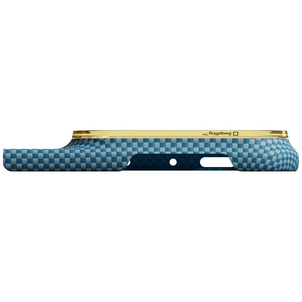 Aramid Handyhülle für iPhone Duo, PITAKA Edge Ultra-Slim Case PitaTap mit MagSafe, Orange und Blau mit Kevlar (13/14)