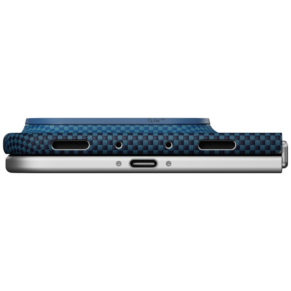 Aramid Handyhülle für iPhone Duo, PITAKA Edge Ultra-Slim Case PitaTap mit MagSafe, Blau und Rot mit Kevlar (10/13)