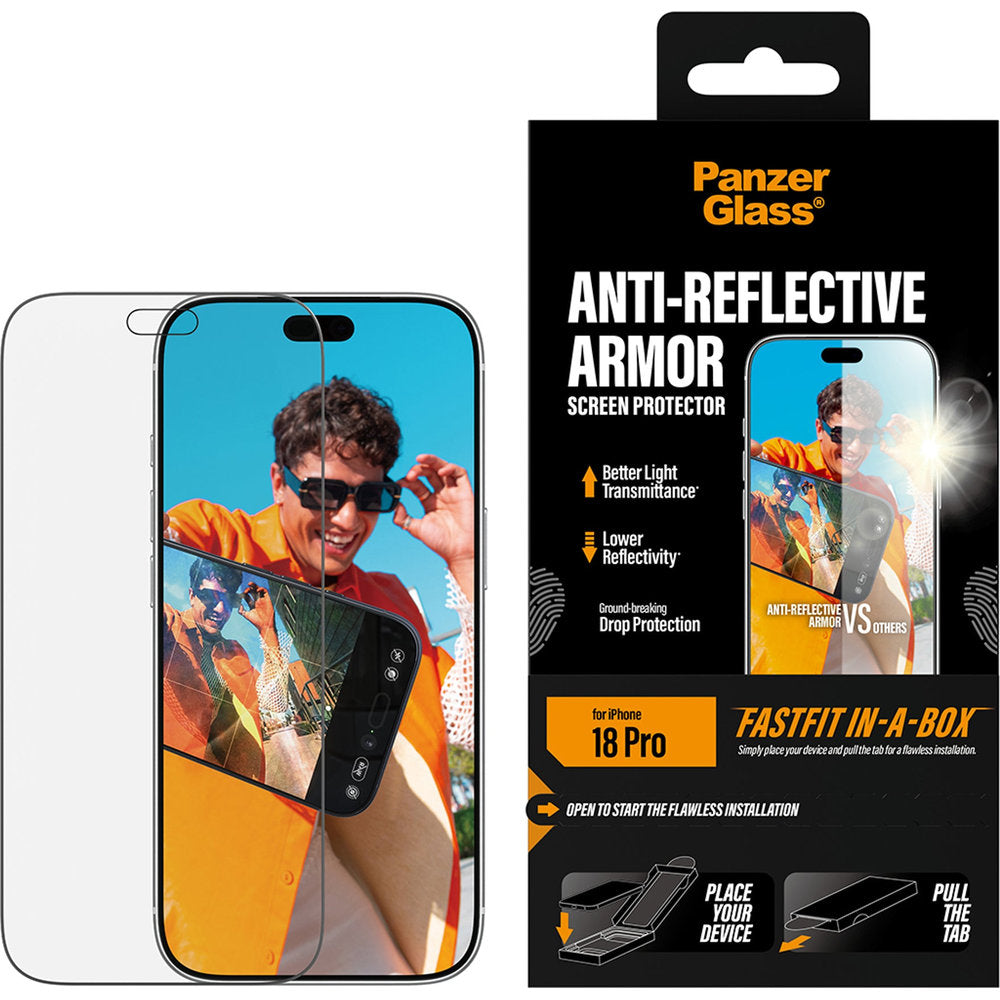 Gehärtetes Glas für iPhone 18 Pro, PanzerGlass Anti-reflective Armor Screen Protector mit Applikator FastFit (2/6)